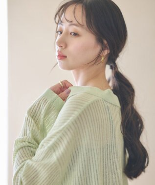 earth music&ecology スキッパールーズカーディガン Light Green