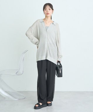 earth music&ecology スキッパールーズカーディガン Light Gray
