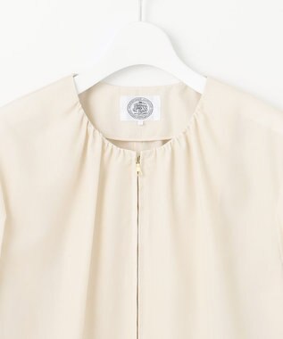 J.PRESS LADIES L 【洗える】80/1スパンタイプライター ノーカラー ブルゾン ベージュ系