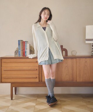 earth music&ecology スキッパールーズカーディガン Ivory