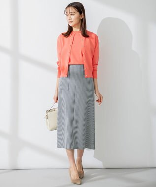 組曲 【洗える・ウエストゴム仕様】2WAYストレッチ スカート ネイビー系3