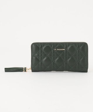 LA BAGAGERIE シープキルティング　ラウンドウォレット ダークグリーン