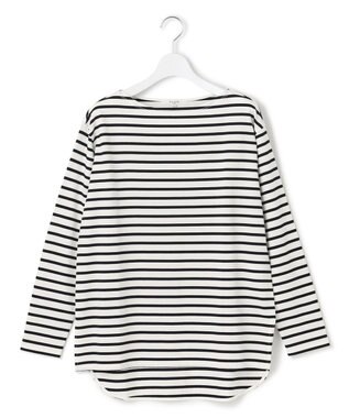 23区 S 【SLOW/一部店舗限定】ギザコットンボーダー ボートネックカットソー オフホワイトXブラックボーダー