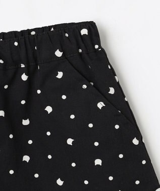 ANY KIDS 【洗濯機可能】スカラップショートパンツ ブラック（ネコ×ドット）