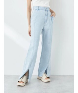 earth music&ecology センタースリットデニムパンツ Light Indigo