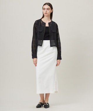 ICB 【洗える】シェルタリングドライサテン タイトスカート アイボリー系