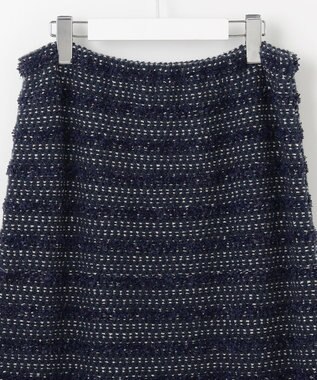 自由区 【カトリエムブーケ】Tweed melange フリンジスカート ネイビー系