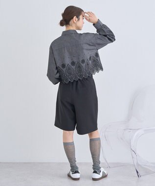 earth music&ecology スカラップトリムシャツ Black