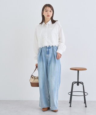 earth music&ecology スカラップトリムシャツ Off White