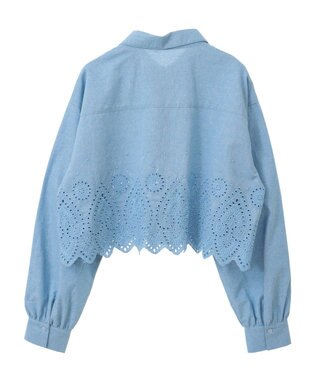 earth music&ecology スカラップトリムシャツ Blue