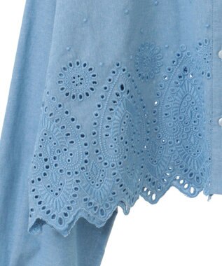 earth music&ecology スカラップトリムシャツ Blue