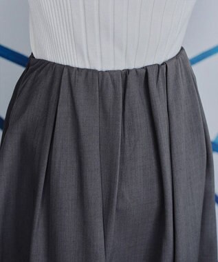 Tiaclasse 【洗える】メランジツイルフレアスカート チャコールグレー