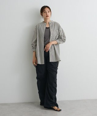 CRAFT STANDARD BOUTIQUE バンドカラーシャツ Stripe Gray