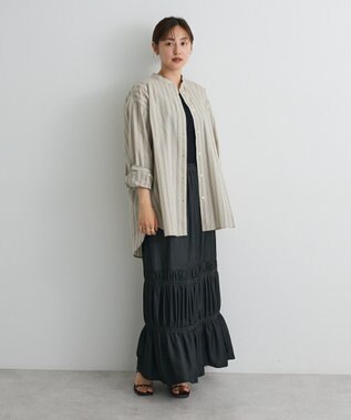 CRAFT STANDARD BOUTIQUE バンドカラーシャツ Stripe Beige