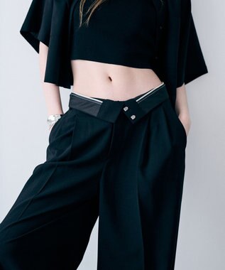uncrave ドライタッチトロ ワイドトラウザー ブラック