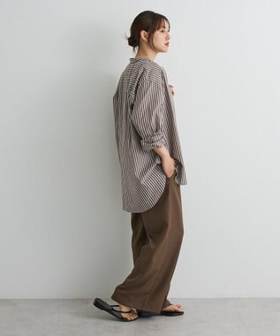 CRAFT STANDARD BOUTIQUE バンドカラーシャツ Stripe Brown