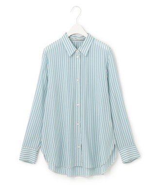 ICB L 【洗える】 キュプラローンストライプ シャツ サックスブルーストライプ系