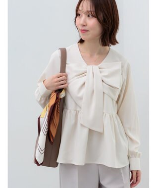 Te chichi リボンディテールペプラムブラウス