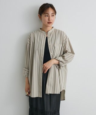 CRAFT STANDARD BOUTIQUE バンドカラーシャツ Stripe Beige