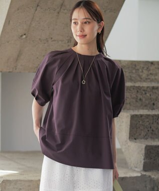  【先行予約・前後着用可】ソフトサッカーラグランスリーブ ブラウス