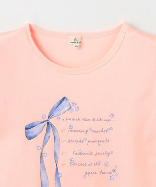 組曲 KIDS 【150-160㎝】リボンリスト Tシャツ ライトピーチ