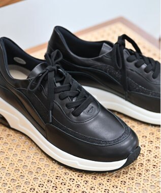 Pointer 日本製 本革厚底スニーカー ブラック