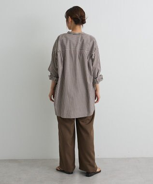 CRAFT STANDARD BOUTIQUE バンドカラーシャツ Stripe Brown
