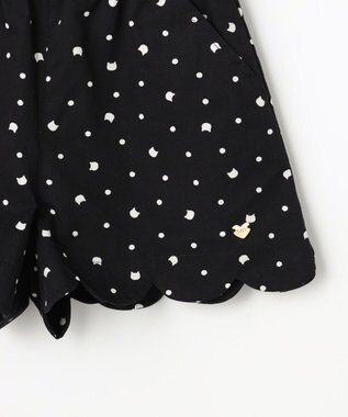 ANY KIDS 【洗濯機可能】スカラップショートパンツ ブラック（ネコ×ドット）