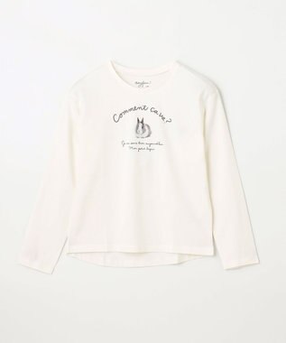 ANY KIDS アートモチーフ 長袖 Tシャツ オフホワイト×ウサギ