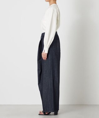 NAVE 【ReNave・セットアップ可/洗える】マーセライズデニム ラップワイドパンツ ネイビー系