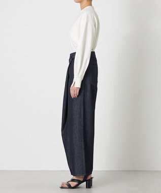 NAVE 【ReNave・セットアップ可/洗える】マーセライズデニム ラップワイドパンツ ネイビー系