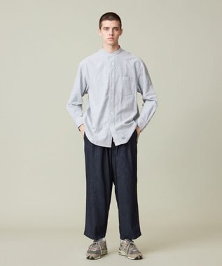 J.PRESS YORK STREET 【UNISEX】オックス起毛 バンドカラーシャツ ライトグレー系