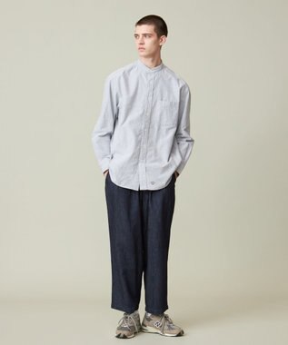 J.PRESS YORK STREET 【UNISEX】オックス起毛 バンドカラーシャツ ライトグレー系