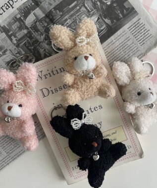 WEGO もこもこファンシーうさぎぬいぐるみキーホルダー ピンク