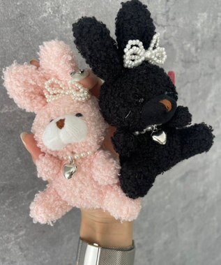 WEGO もこもこファンシーうさぎぬいぐるみキーホルダー ピンク