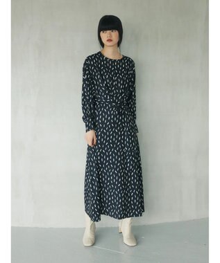 Green Parks armonia．スクエアドットプリントタックワンピース Black