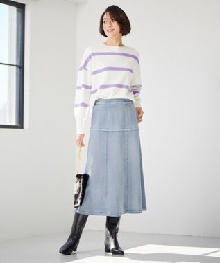 自由区 【WEB&一部店舗限定】スムージーカラー ニット オフ×ラベンダー