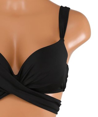 San-ai Resort（三愛水着楽園） 【WEB限定商品】ワコール共同開発 ノンワイヤーなのにぷっくり美胸を作る【ダブルアップ】　クロスビキニ M1/M2/L1　　【San-ai Resort（サンアイリゾート）】 ブラック