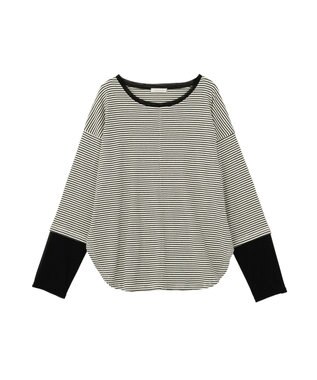 Green Parks 袖チュールリブプルオーバー Border