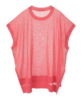 AMERICAN HOLIC ウォッシャブルシアーニットフレンチスリーブトップス Red