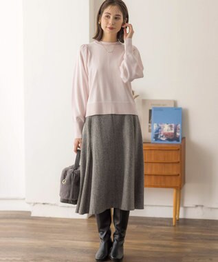 組曲 【WEB限定】ELENAスパンコールバックパール ニット ピンク系