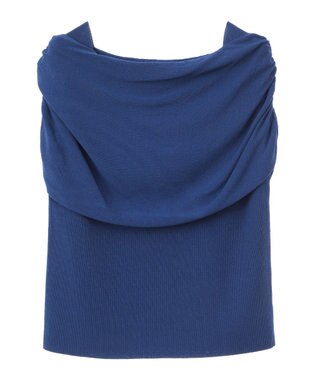 YECCA VECCA シャーリングオフショルニット Blue