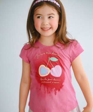 ANY KIDS 【水で色が変わる】接触冷感 しろくま ミラクルプリント Tシャツ ピンク