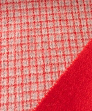 AURORA WEB限定 ウール リバーシブル プチマフラー レッド系チェック×レッド