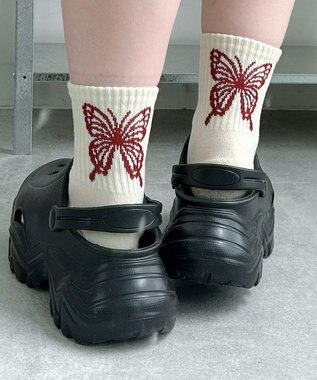 WEGO バックバタフライクルーソックス