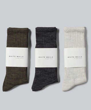 WHITE MAILS MIDDLE GAUGE PAPER ワイドリブソックス クロ