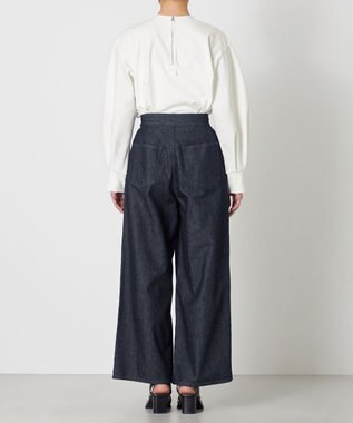 NAVE 【ReNave・セットアップ可/洗える】マーセライズデニム ラップワイドパンツ ネイビー系