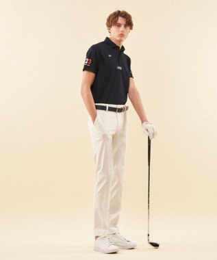 23区GOLF 【MEN】【吸水速乾】ポンチコンビ ポロシャツ ネイビー系