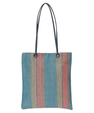 Green Parks ａｎｄｍｉｋｋａ．ストライプフラットＡ４トート Turquoise Blue