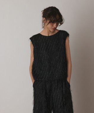 GRACE CONTINENTAL フリンジギャザートップ ブラック